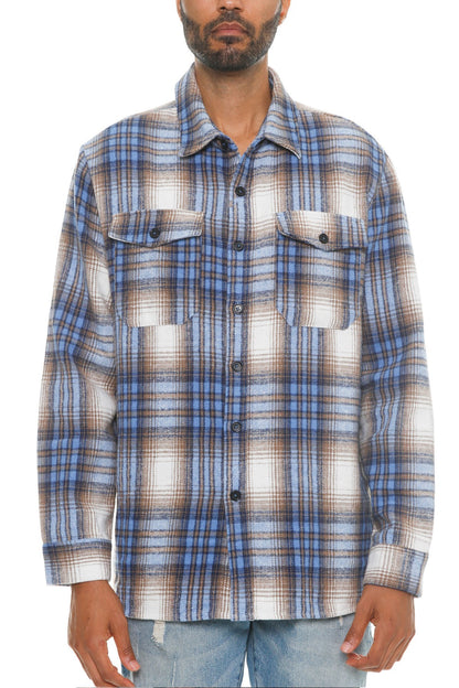 Men's Checkered Soft Flannel Shacket-Teresa&#39;s Fashionista LLC