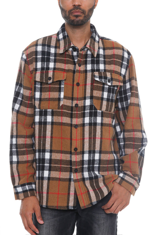 Men's Checkered Soft Flannel Shacket-Teresa&#39;s Fashionista LLC