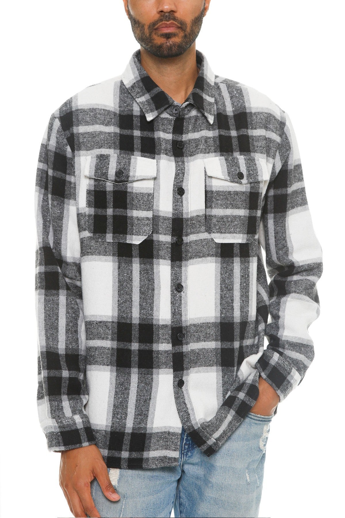 Men's Checkered Soft Flannel Shacket-Teresa&#39;s Fashionista LLC