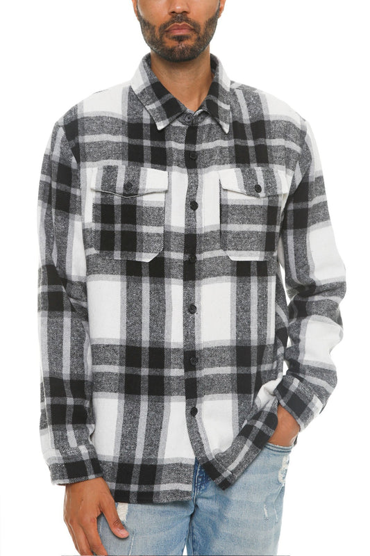 Men's Checkered Soft Flannel Shacket-Teresa&#39;s Fashionista LLC