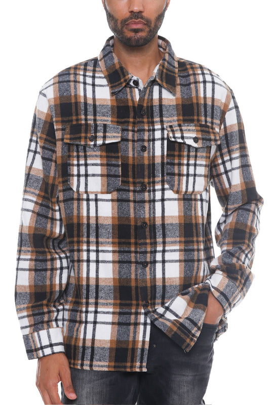 Men's Checkered Soft Flannel Shacket-Teresa&#39;s Fashionista LLC