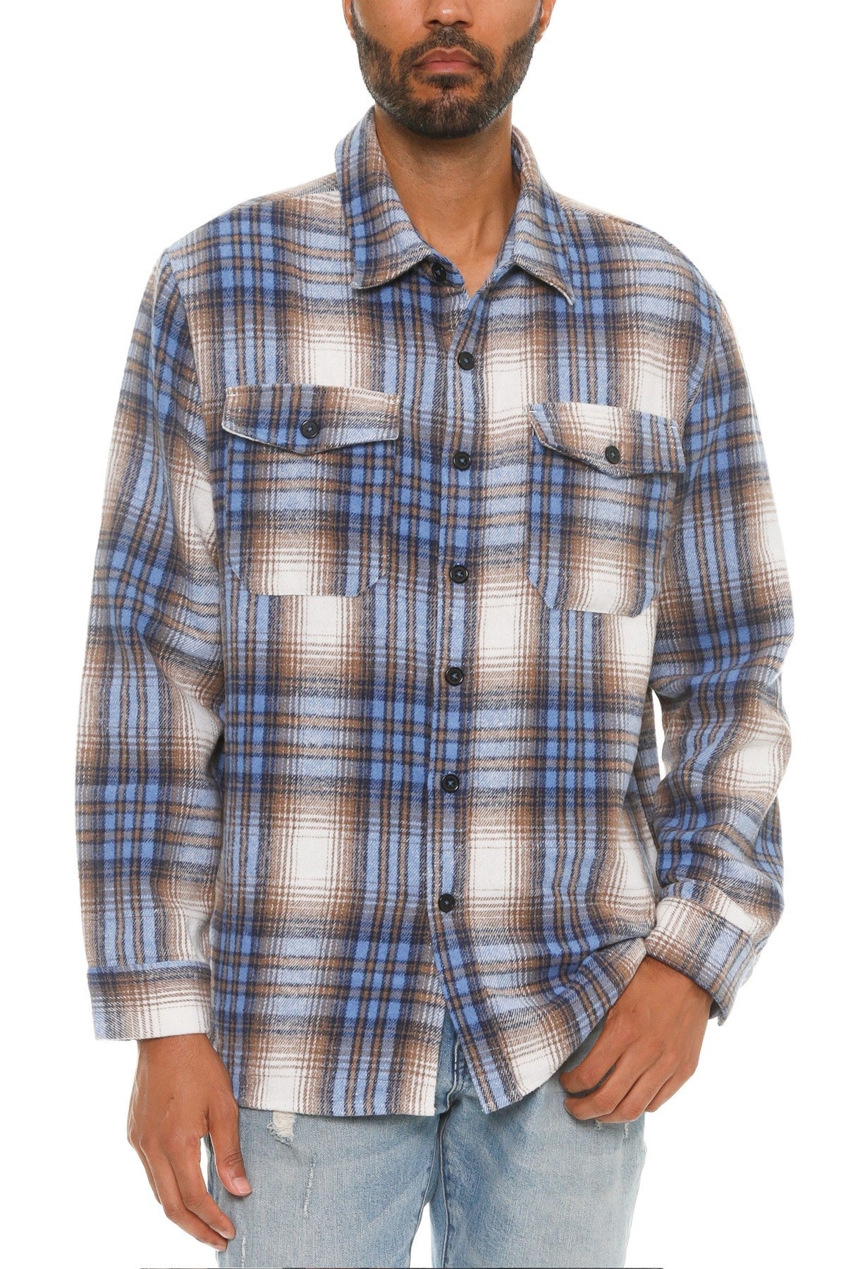 Men's Checkered Soft Flannel Shacket-Teresa&#39;s Fashionista LLC