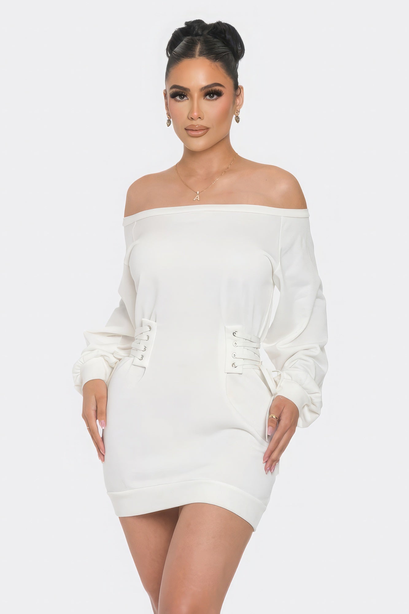 Off Shoulder Mini Dress-Teresa&#39;s Fashionista LLC