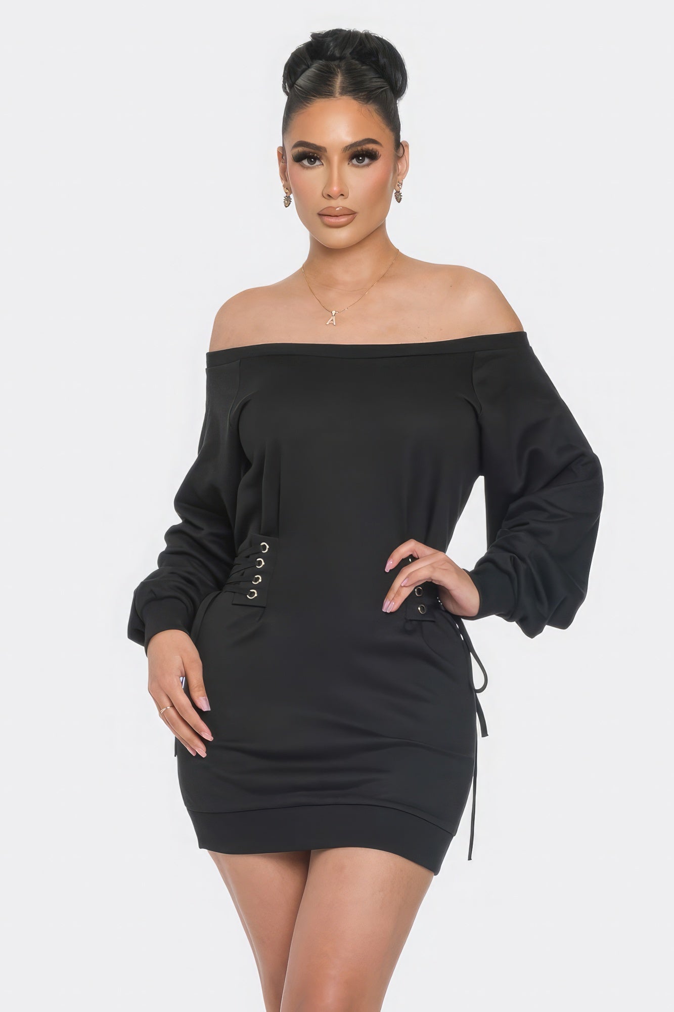 Off Shoulder Mini Dress-Teresa&#39;s Fashionista LLC