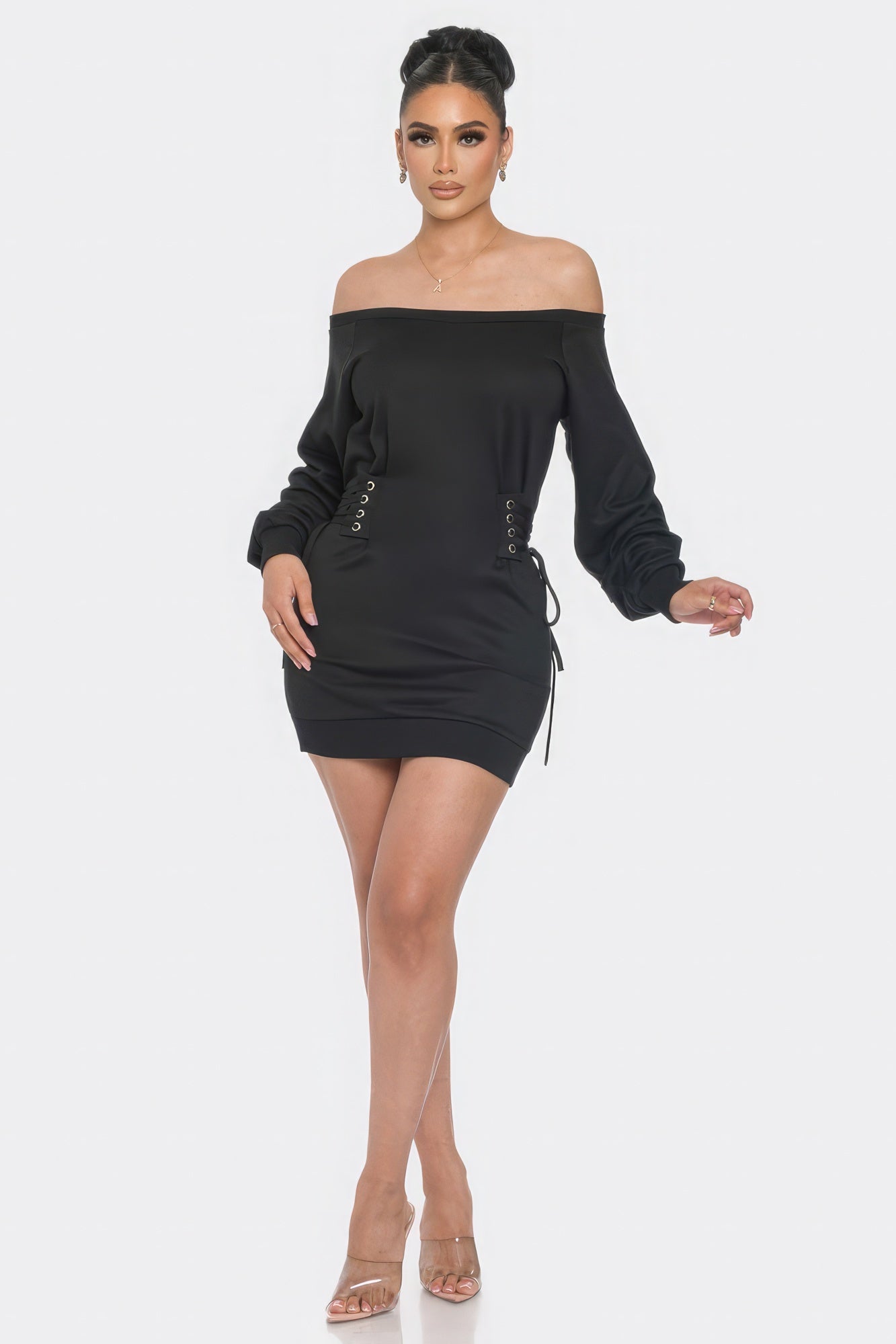 Off Shoulder Mini Dress-Teresa&#39;s Fashionista LLC