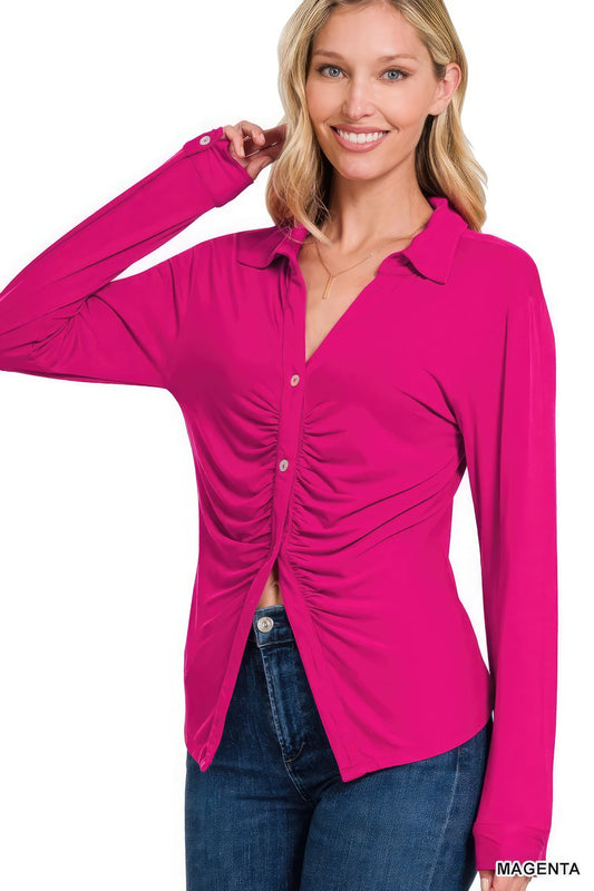 Stretchy Ruched Shirt - Teresa's Fashionista LLC