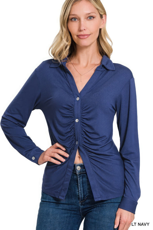 Stretchy Ruched Shirt - Teresa's Fashionista LLC