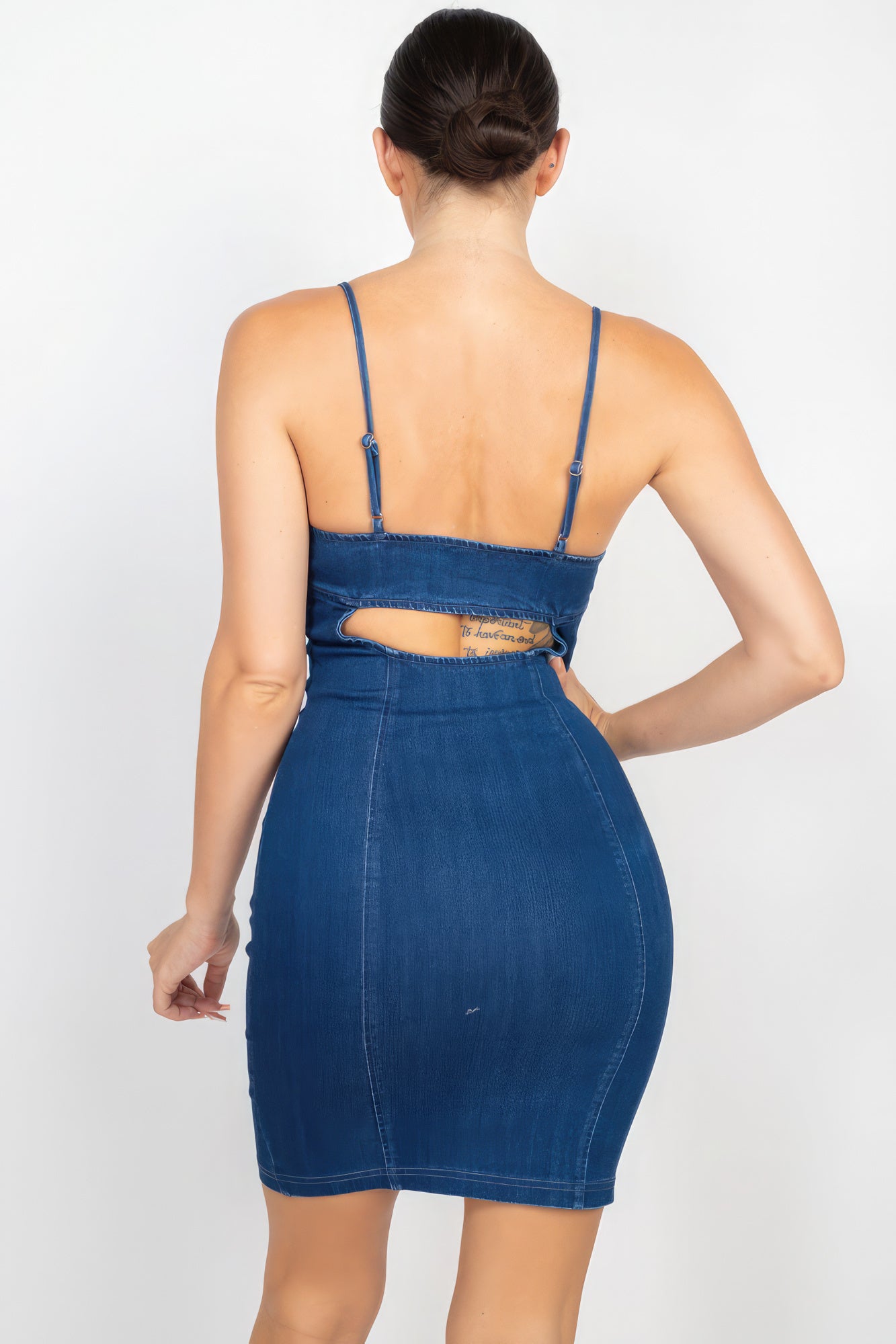 Front Button Cami Denim Dress-Teresa&#39;s Fashionista LLC