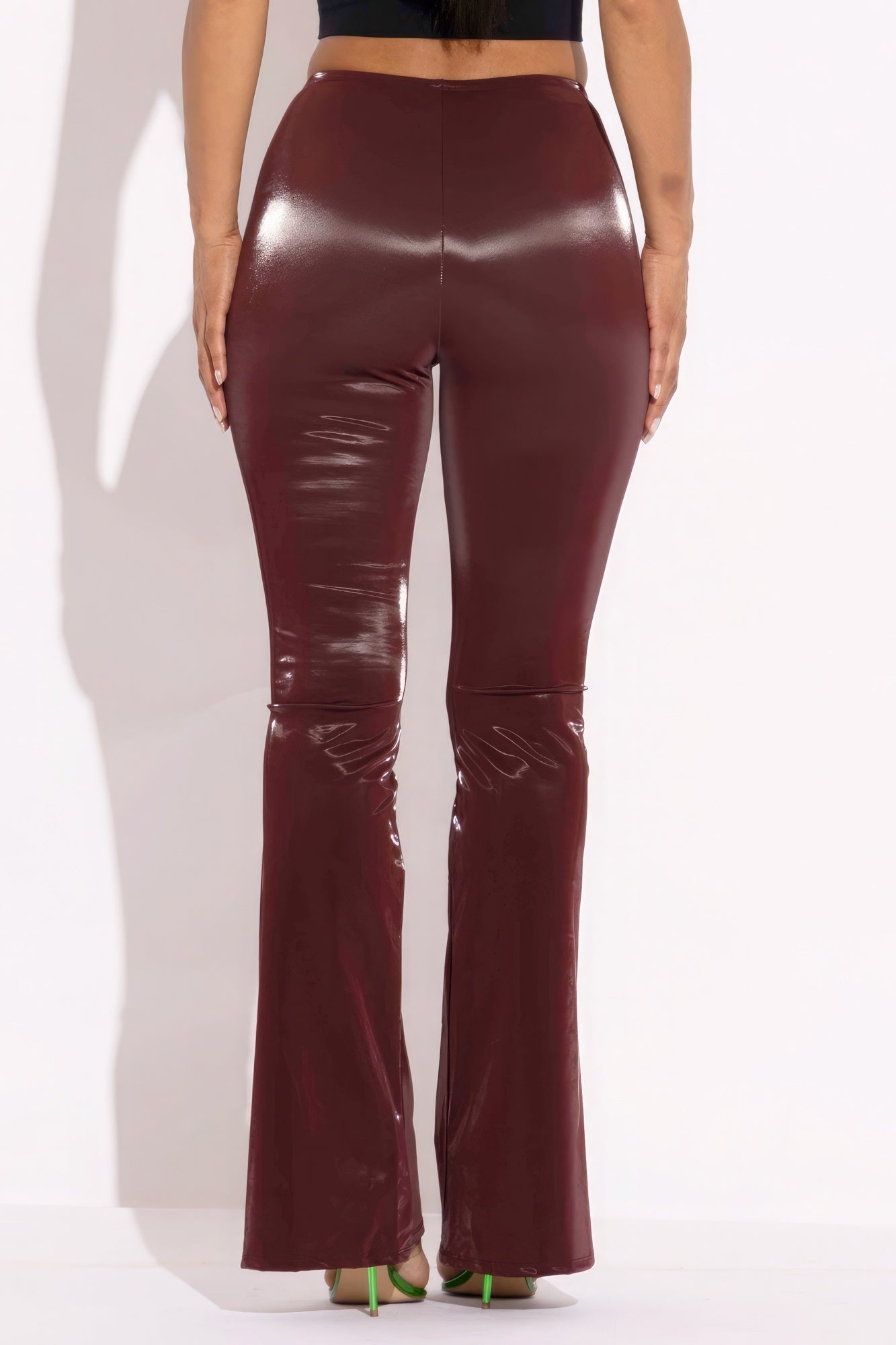 Velvet Pu Flared Pants-Teresa&#39;s Fashionista LLC