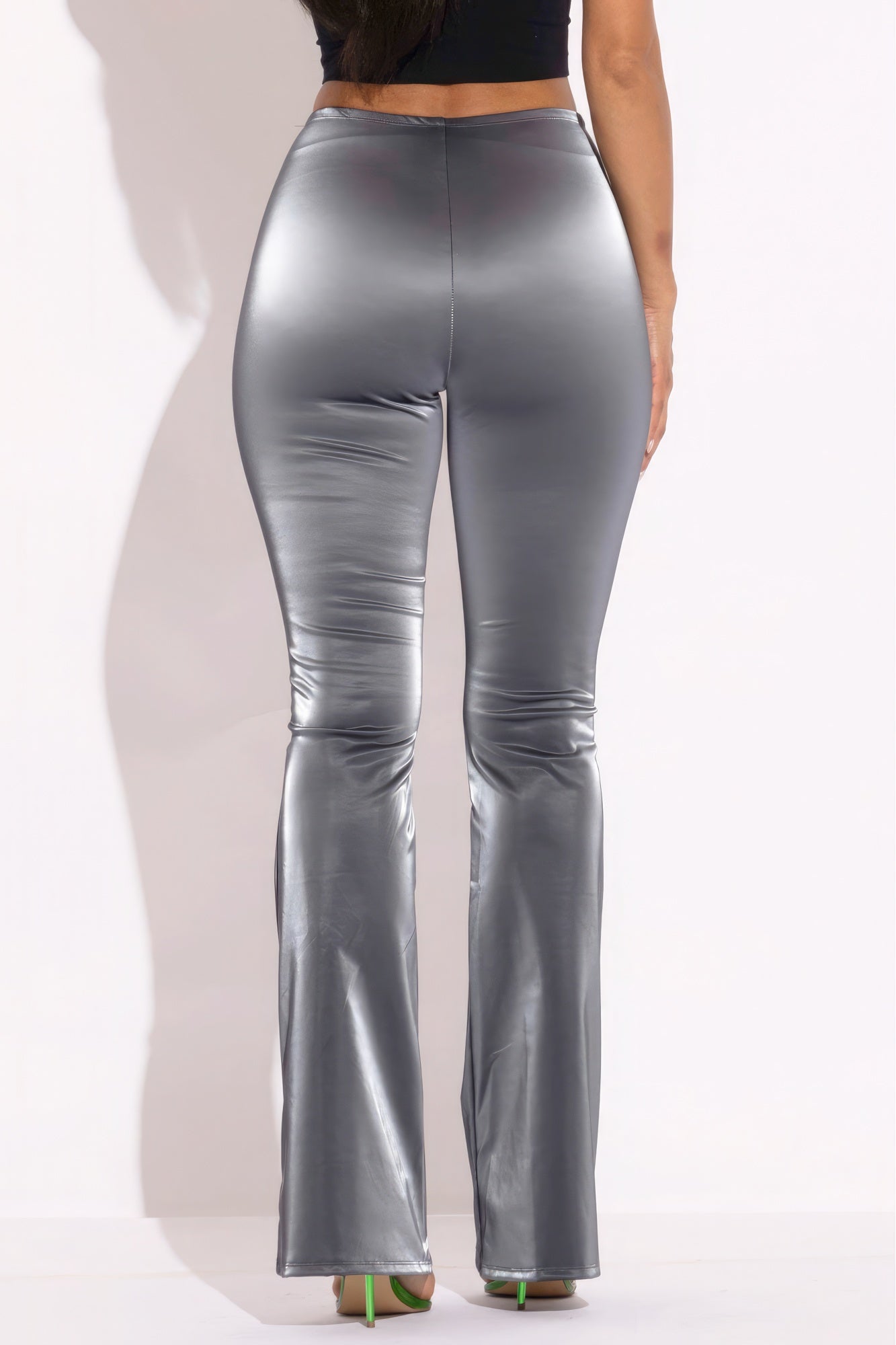 Velvet Pu Flared Pants-Teresa&#39;s Fashionista LLC