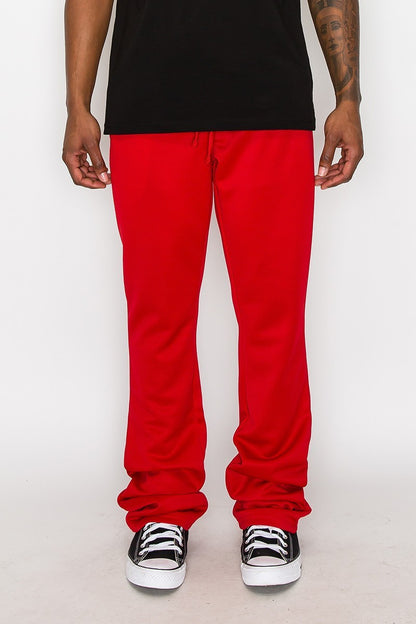 Solid Flare Stacked Track Pants-Teresa&#39;s Fashionista LLC