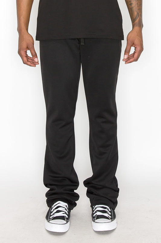 Solid Flare Stacked Track Pants-Teresa&#39;s Fashionista LLC