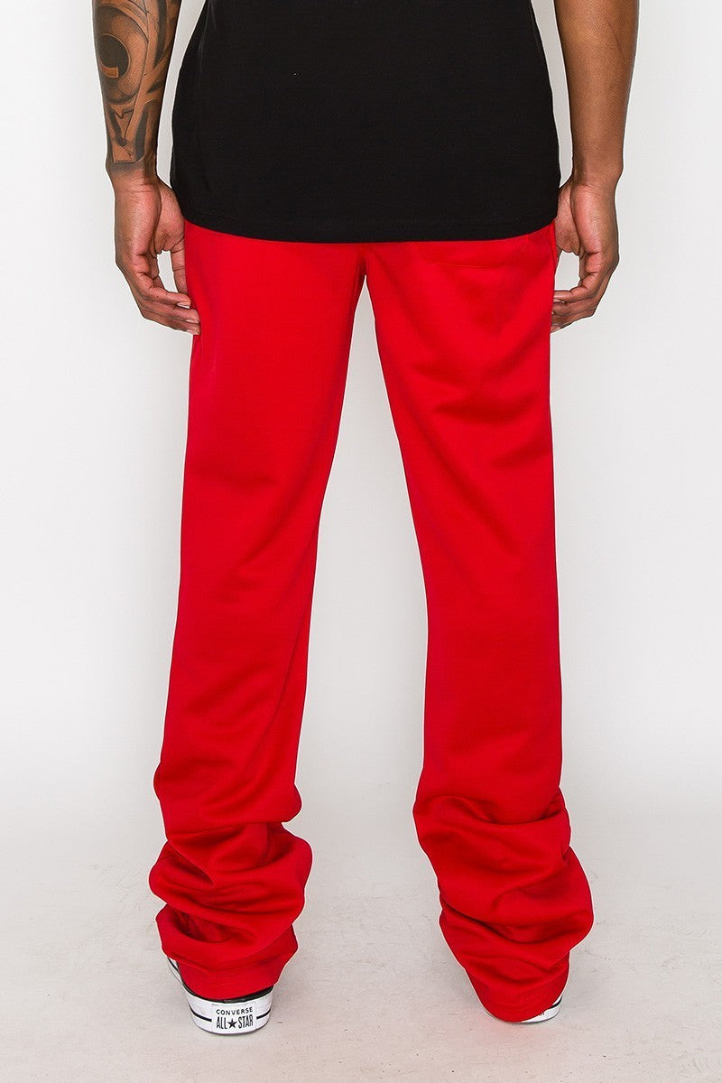 Solid Flare Stacked Track Pants-Teresa&#39;s Fashionista LLC