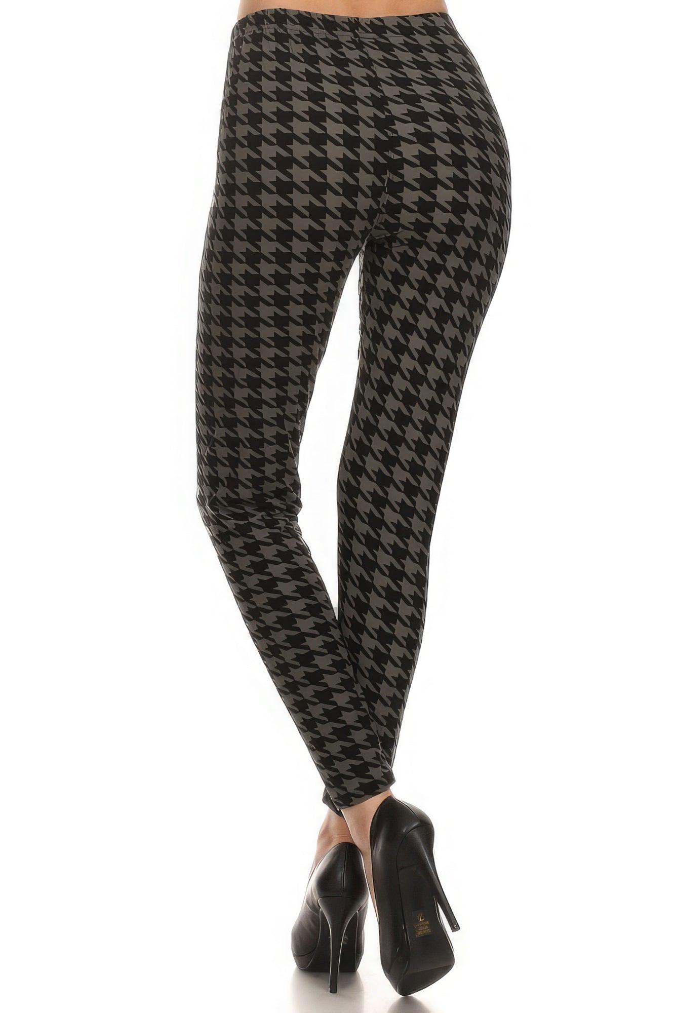 High Waisted Houndtooth Printed Knit Legging With Elastic Waistband-Teresa&#39;s Fashionista LLC