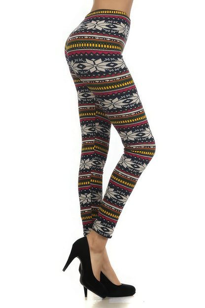 Fair Isle Printed, High Waist Knit Leggings-Teresa&#39;s Fashionista LLC