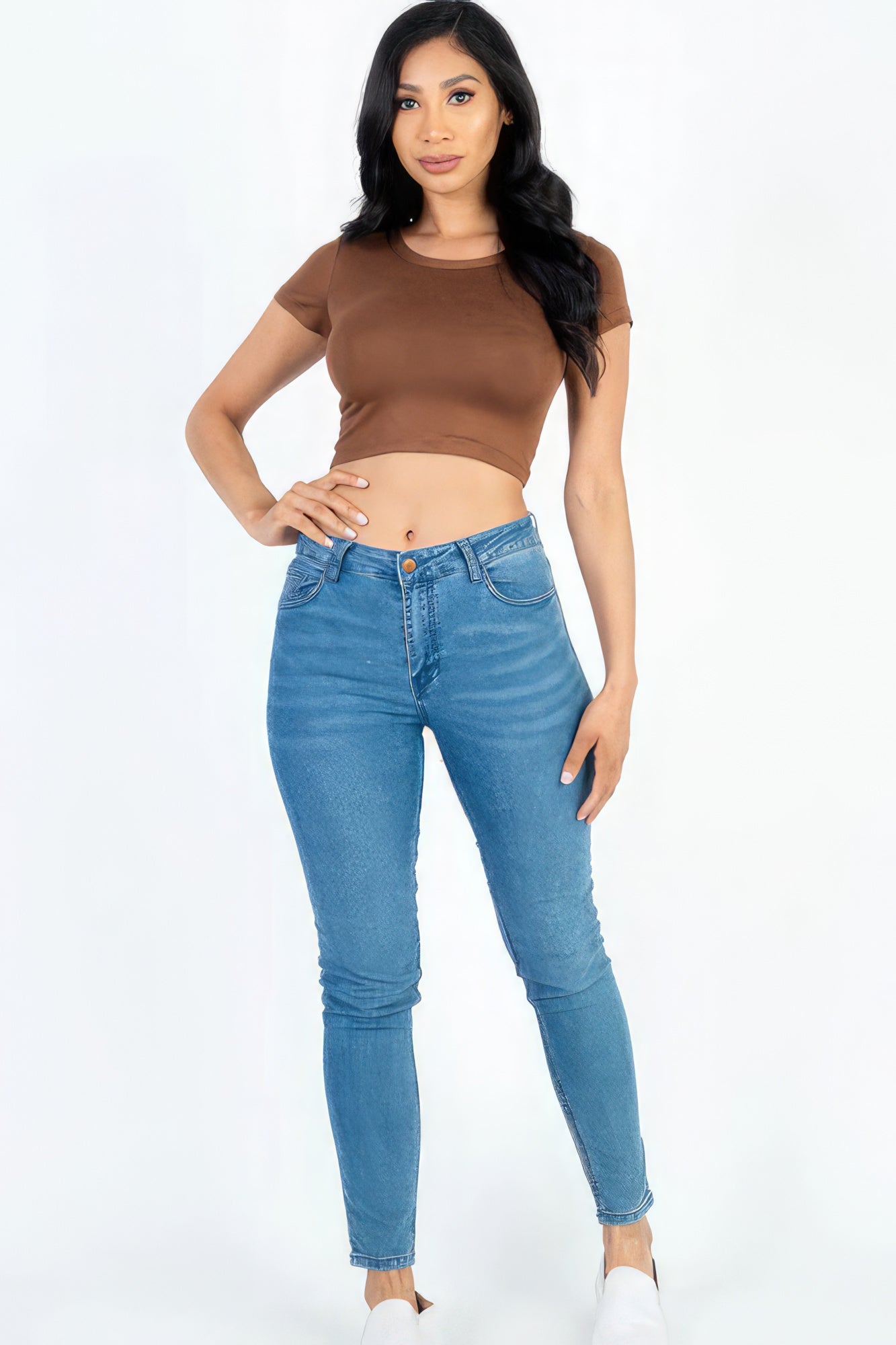 Short Sleeve Roundneck Crop Top-Teresa&#39;s Fashionista LLC