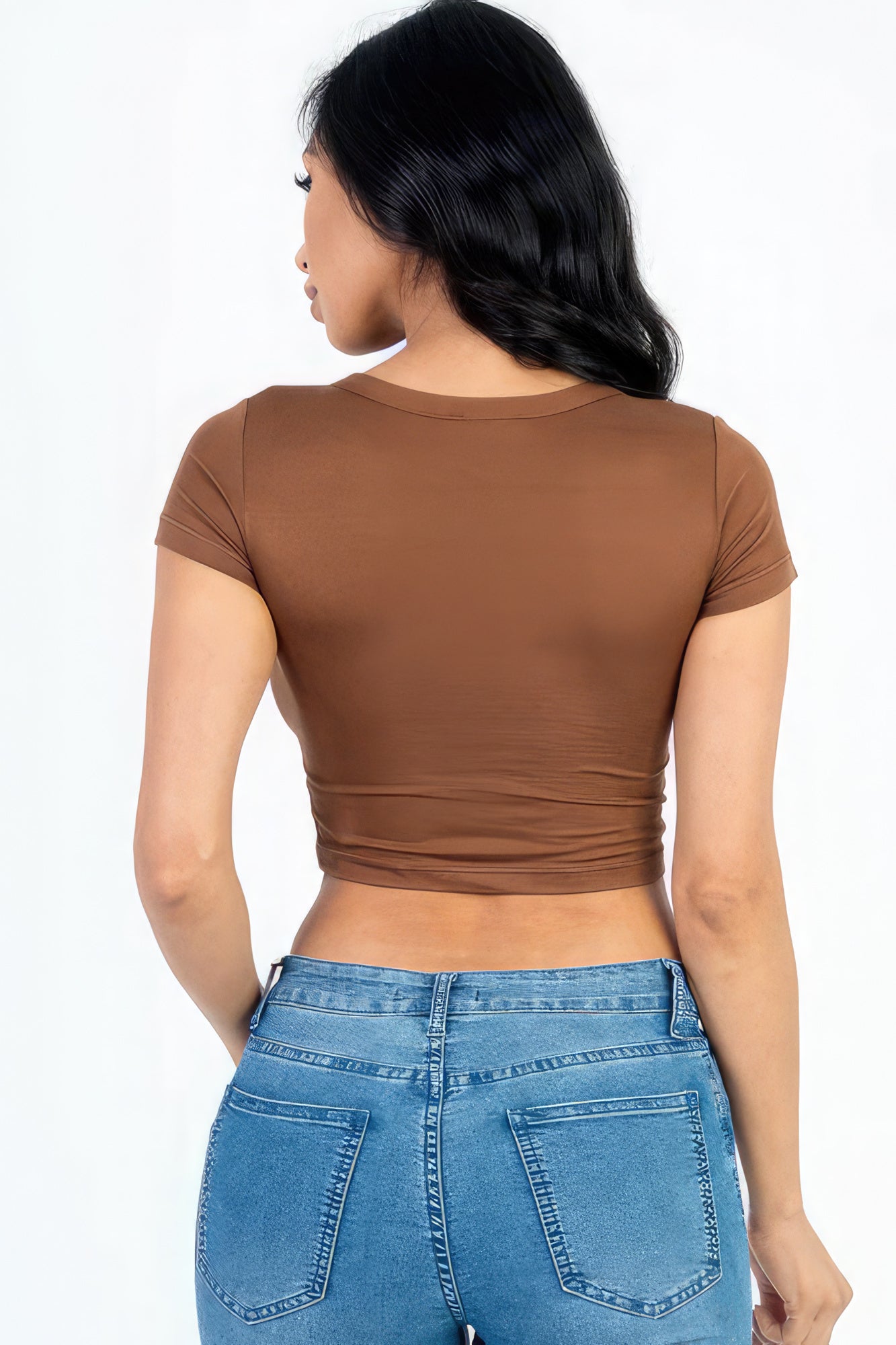 Short Sleeve Roundneck Crop Top-Teresa&#39;s Fashionista LLC