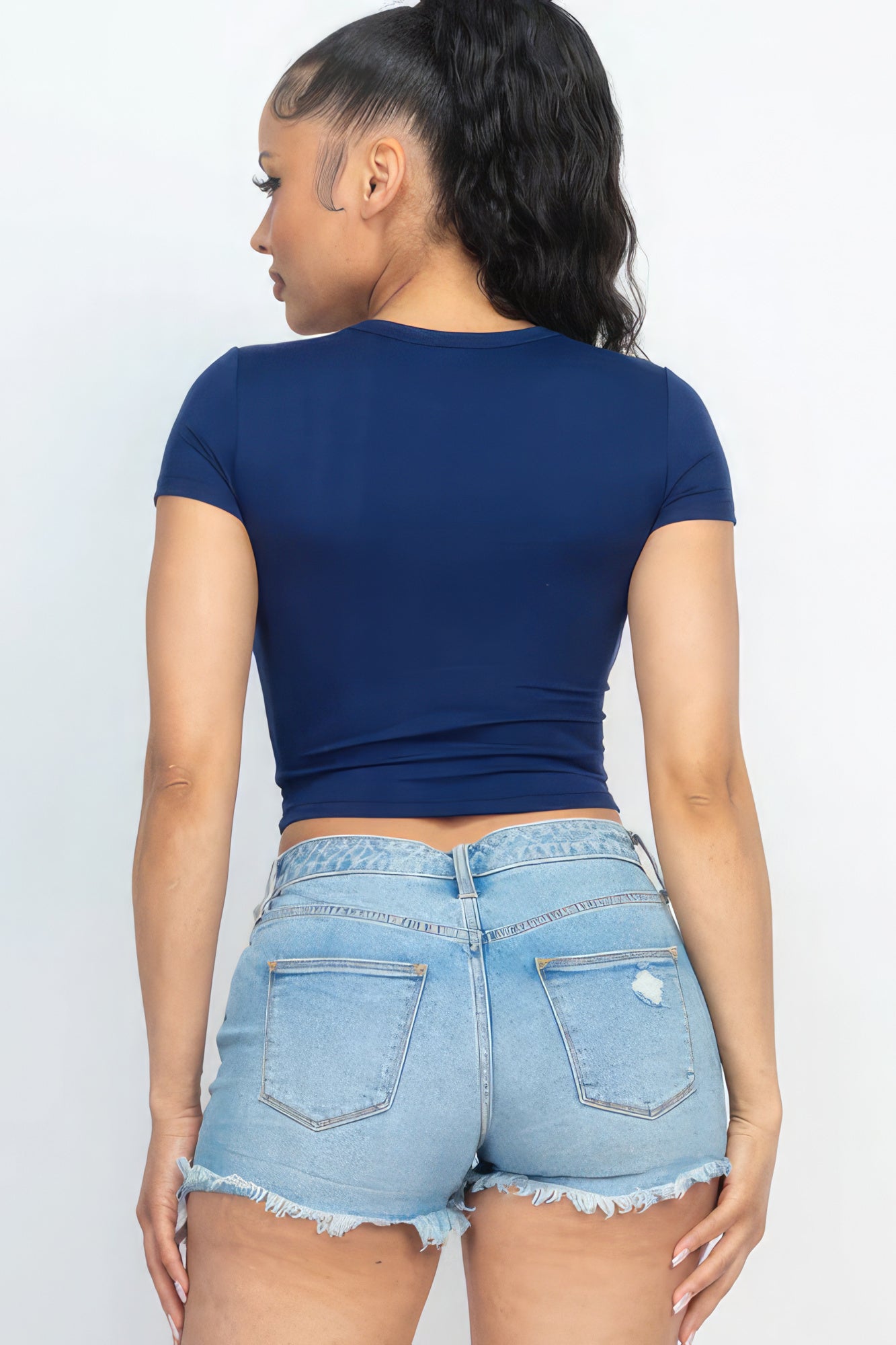 Short Sleeve Roundneck Crop Top-Teresa&#39;s Fashionista LLC