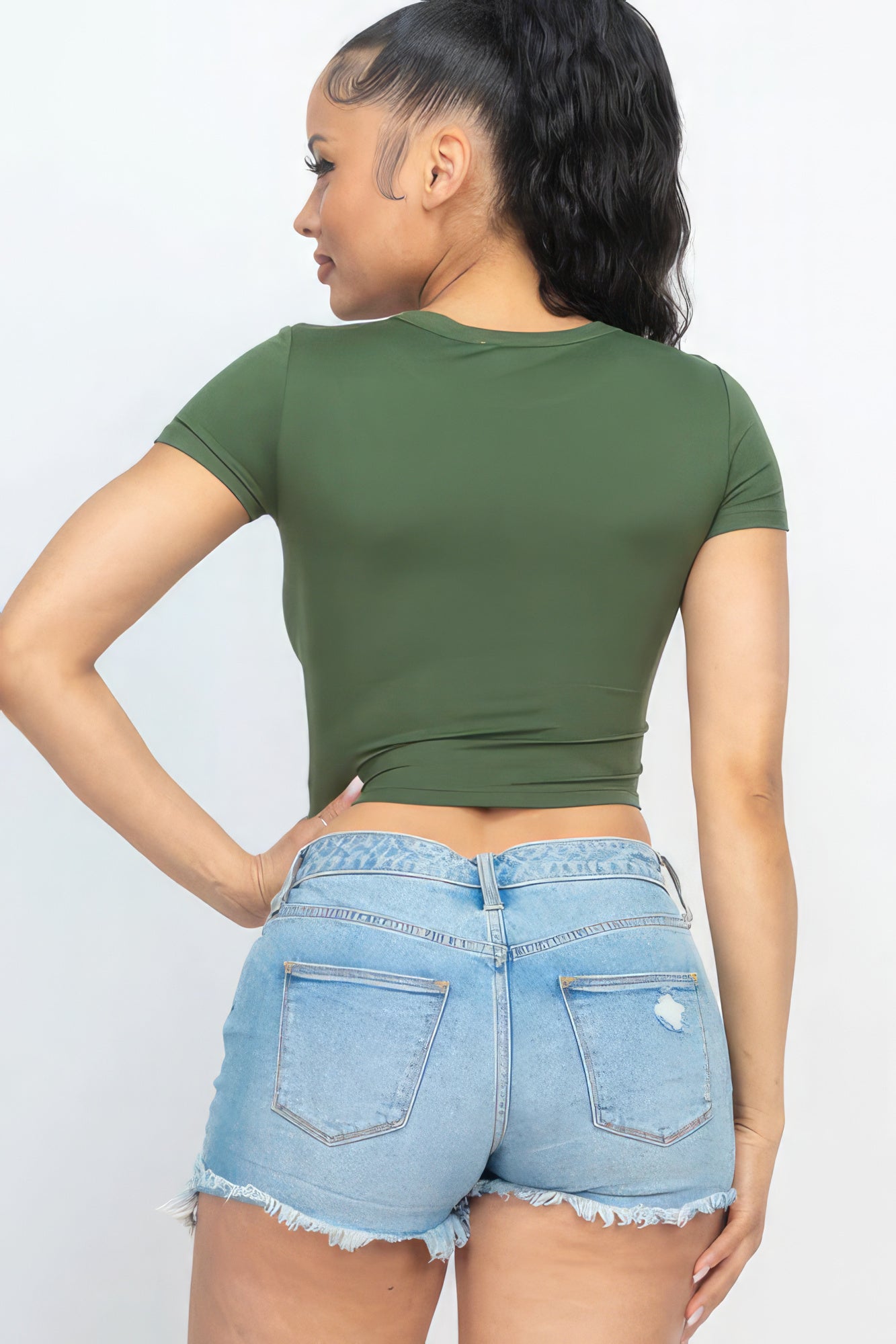 Short Sleeve Roundneck Crop Top-Teresa&#39;s Fashionista LLC