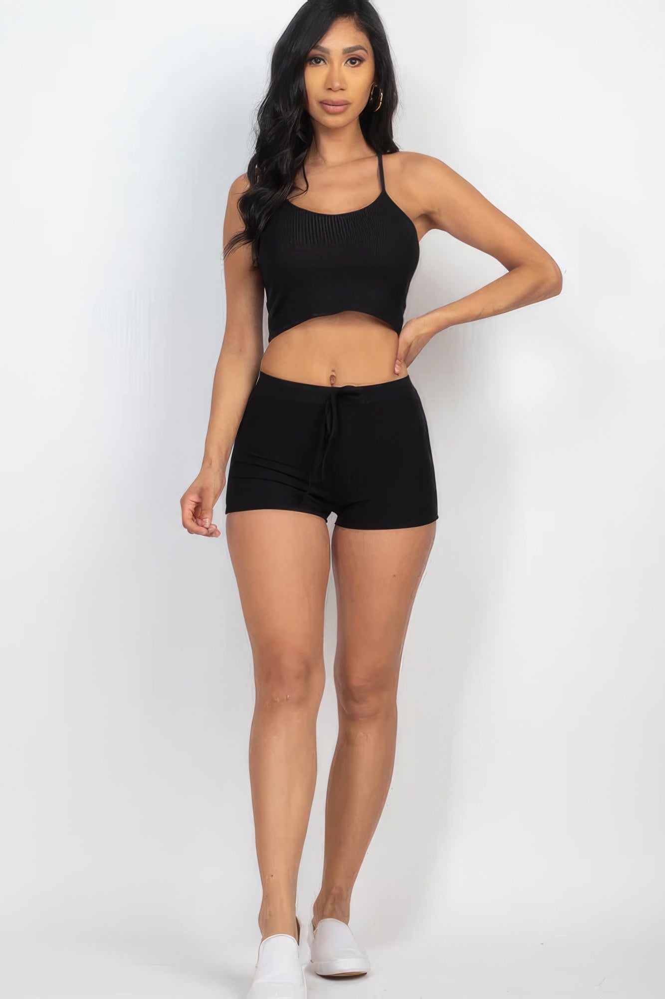 Ribbed Crop Cami Top & Shorts Set-Teresa&#39;s Fashionista LLC