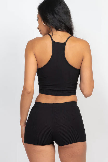 Ribbed Crop Cami Top & Shorts Set-Teresa&#39;s Fashionista LLC