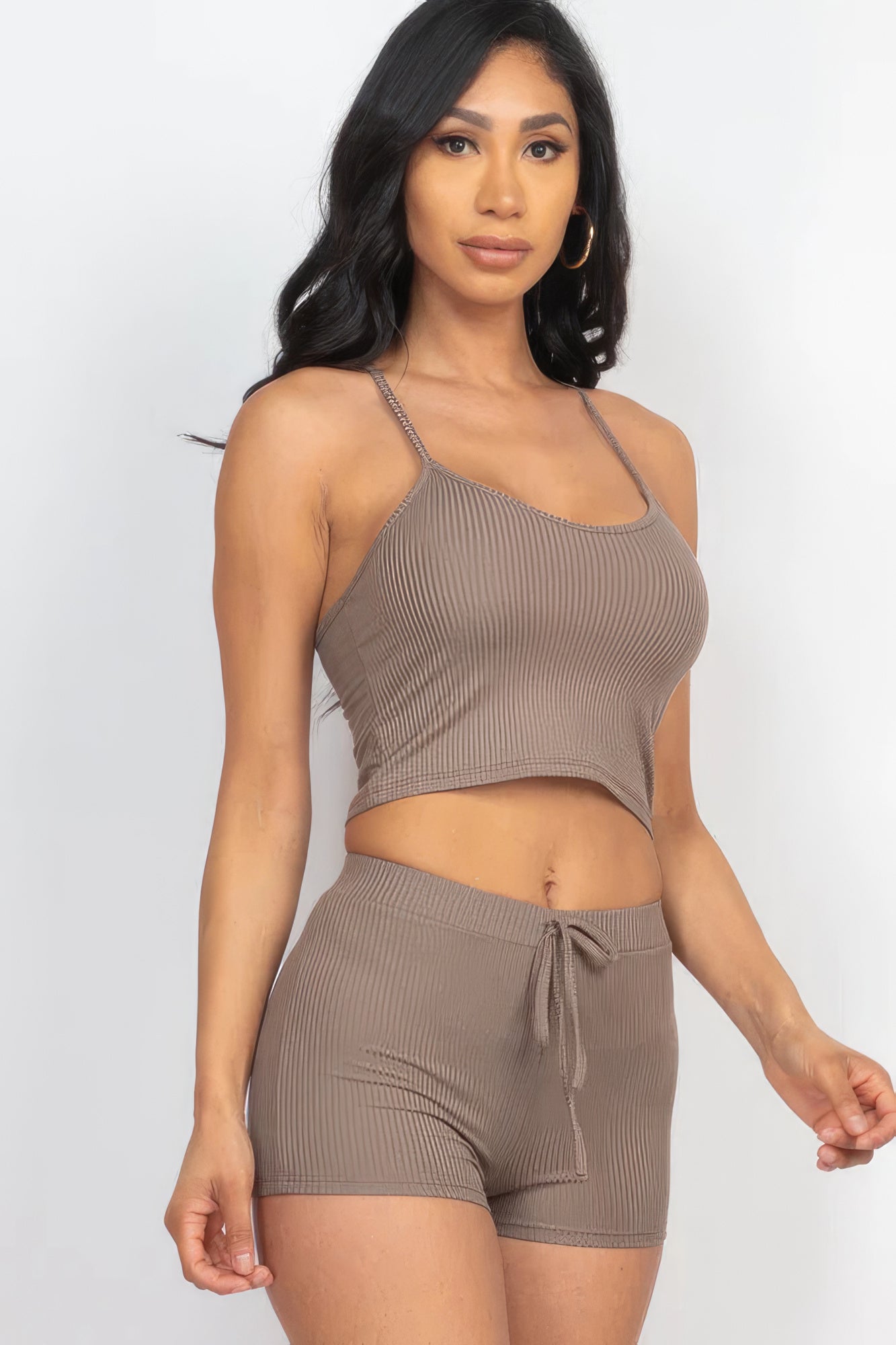 Ribbed Crop Cami Top & Shorts Set-Teresa&#39;s Fashionista LLC