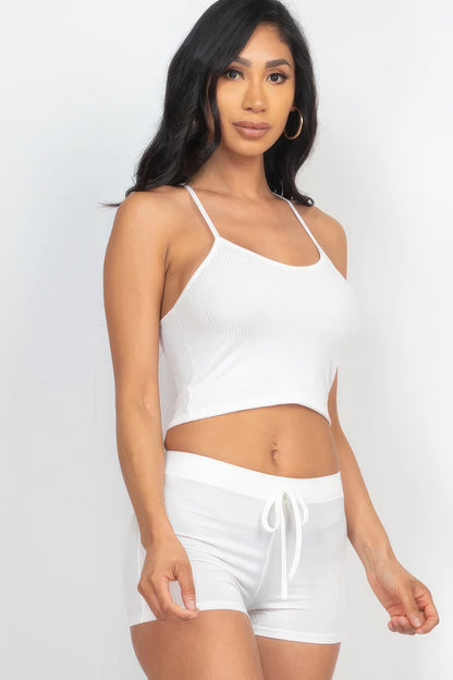 Ribbed Crop Cami Top & Shorts Set-Teresa&#39;s Fashionista LLC