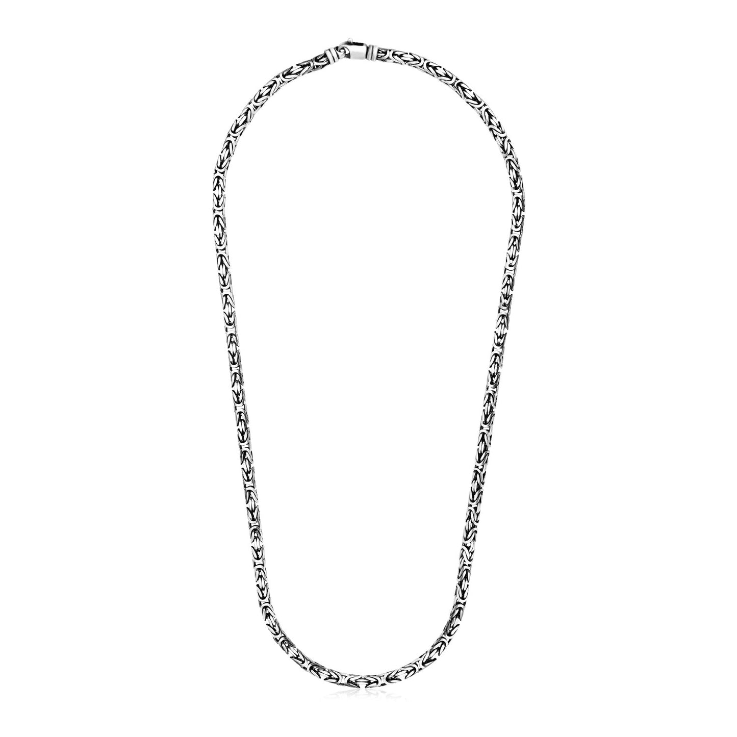 Sterling Silver Gunmetal Finish Byzantine Chain Necklace-Teresa&#39;s Fashionista LLC