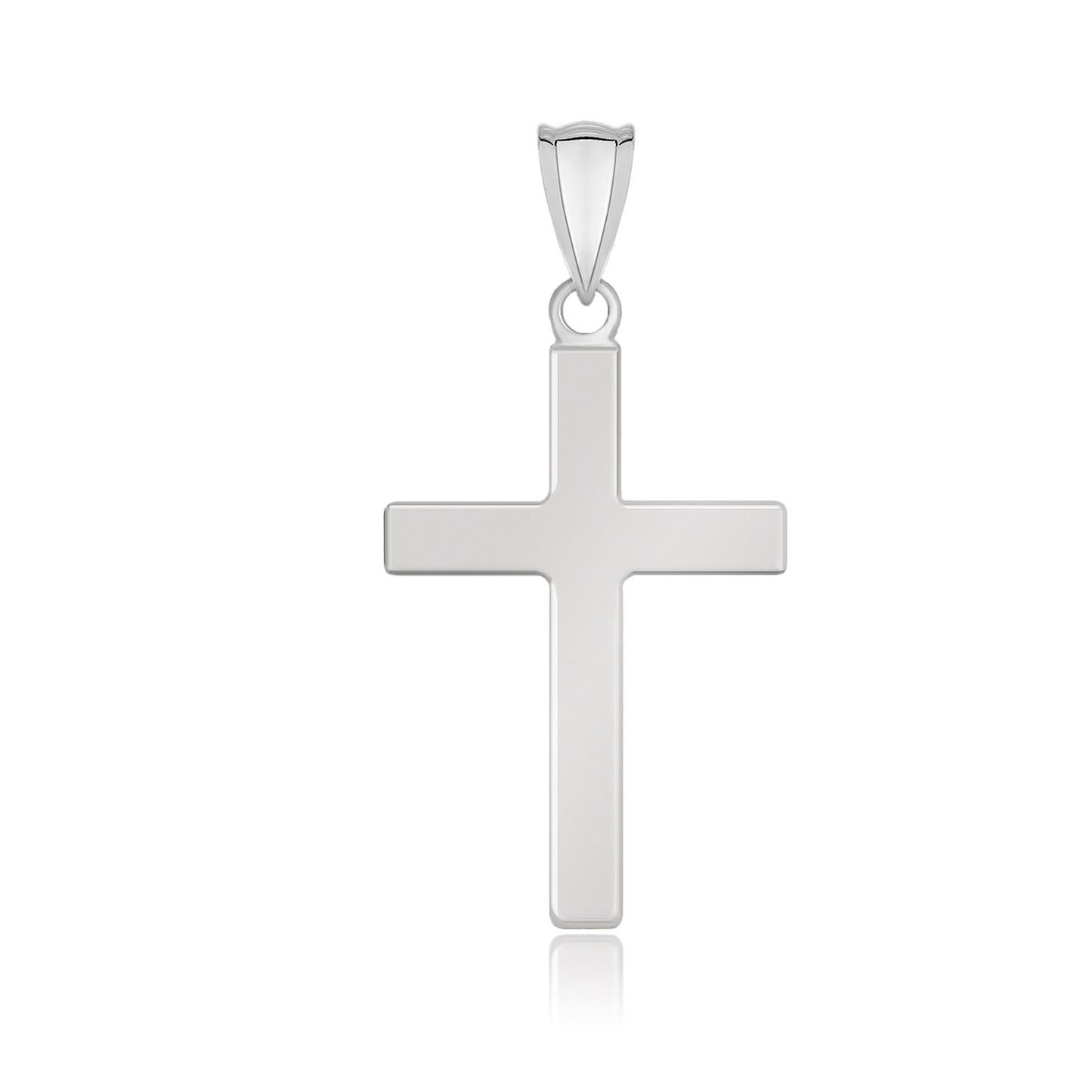 14k White Gold Flat Design Cross Pendant-Teresa&#39;s Fashionista LLC