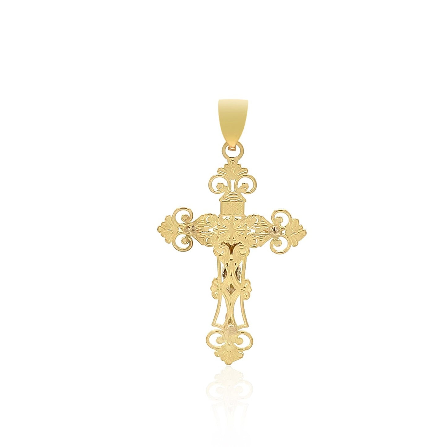 14k Two Tone Gold Cross Pendant-Teresa&#39;s Fashionista LLC