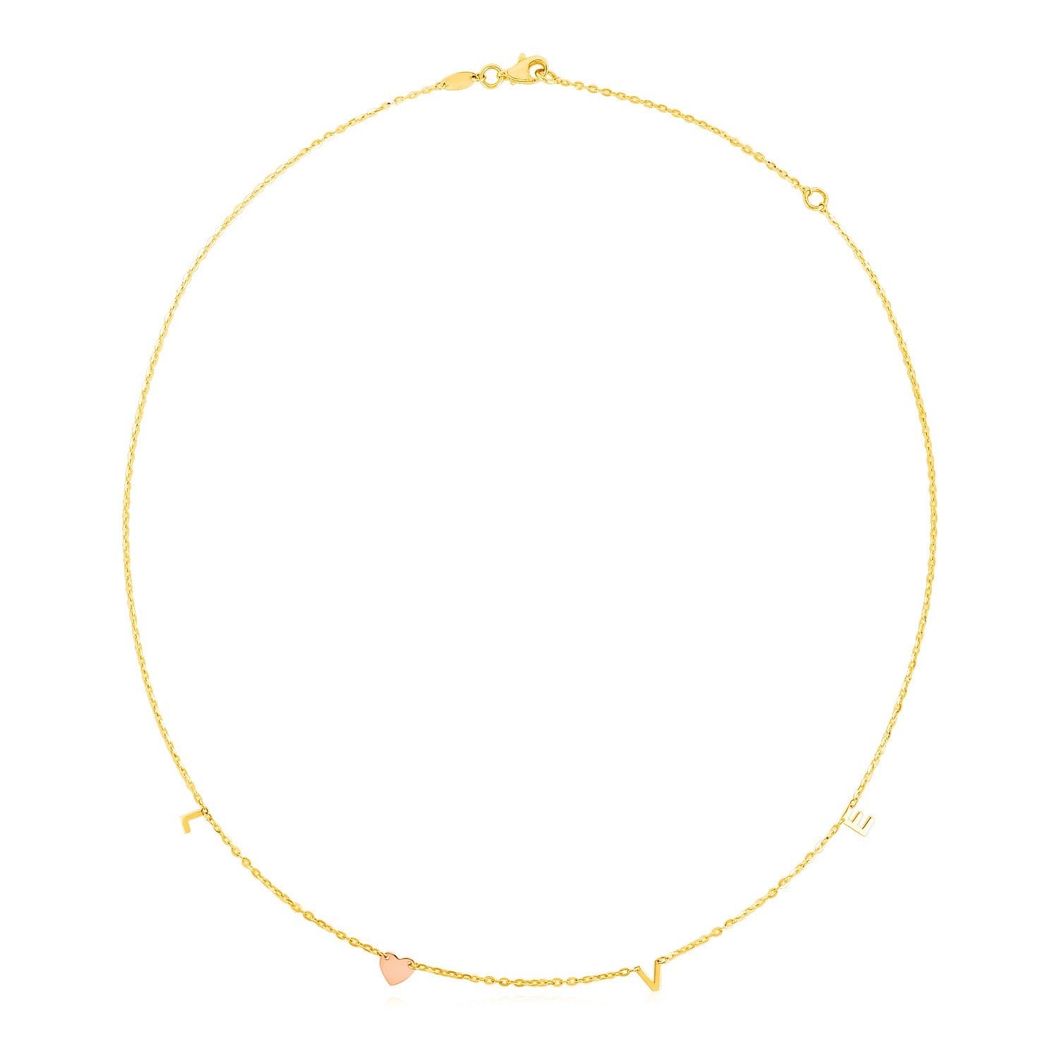 14k Two Tone Gold Love Necklace-Teresa&#39;s Fashionista LLC