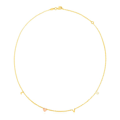 14k Two Tone Gold Love Necklace-Teresa&#39;s Fashionista LLC