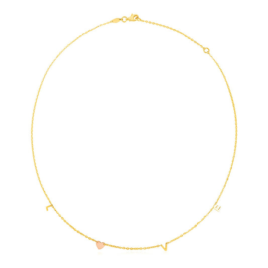 14k Two Tone Gold Love Necklace-Teresa&#39;s Fashionista LLC