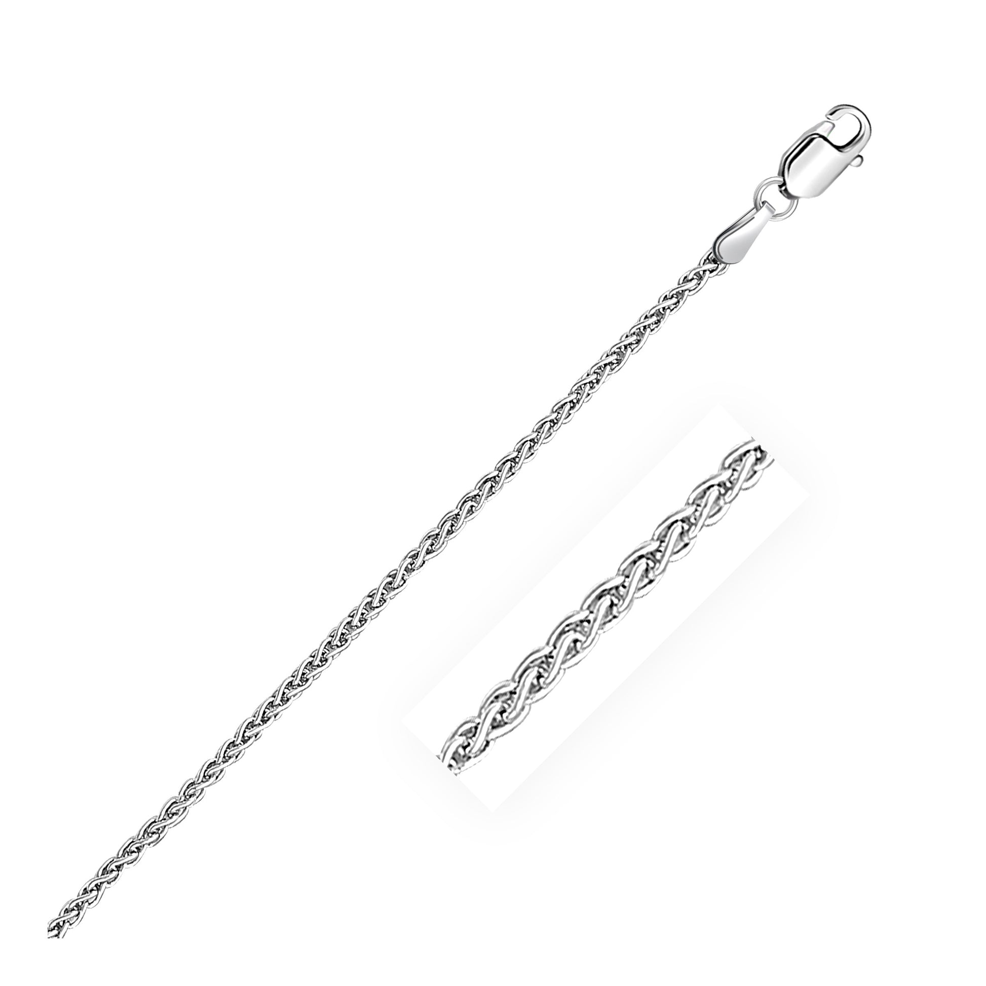 2.2mm Sterling Silver Rhodium Plated Wheat Chain-Teresa&#39;s Fashionista LLC