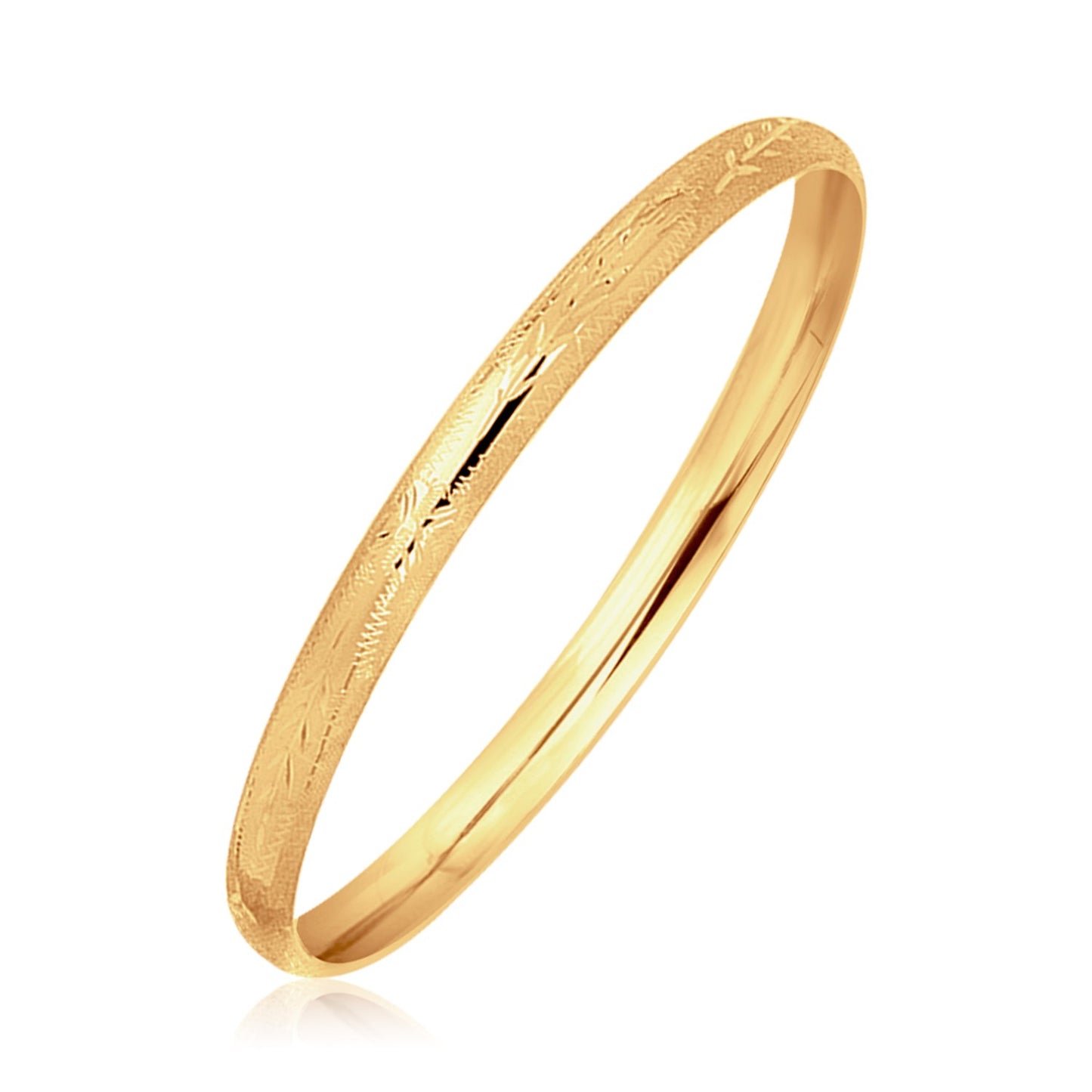 14k Yellow Gold Dome Style Children's Bangle with Diamond Cuts-Teresa&#39;s Fashionista LLC