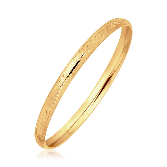 14k Yellow Gold Dome Style Children's Bangle with Diamond Cuts - Teresa's Fashionista LLC