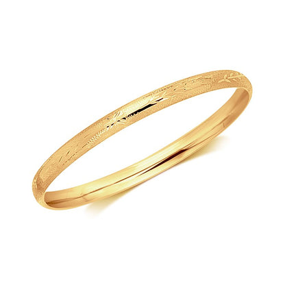 14k Yellow Gold Dome Style Children's Bangle with Diamond Cuts-Teresa&#39;s Fashionista LLC