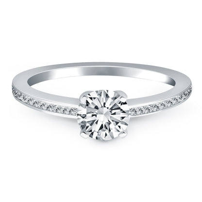 14k White Gold Classic Pave Diamond Band Engagement Ring-Teresa&#39;s Fashionista LLC