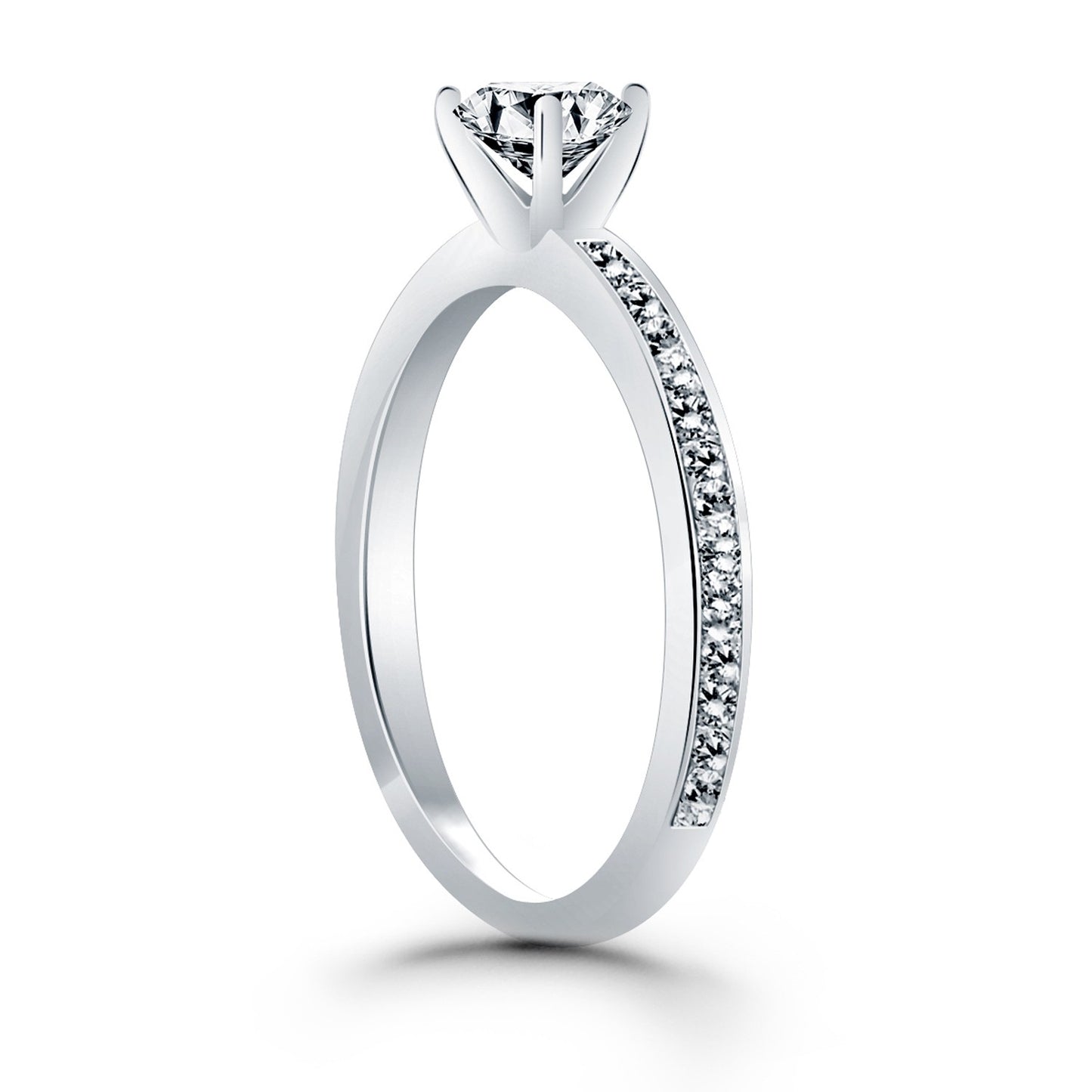 14k White Gold Classic Pave Diamond Band Engagement Ring-Teresa&#39;s Fashionista LLC