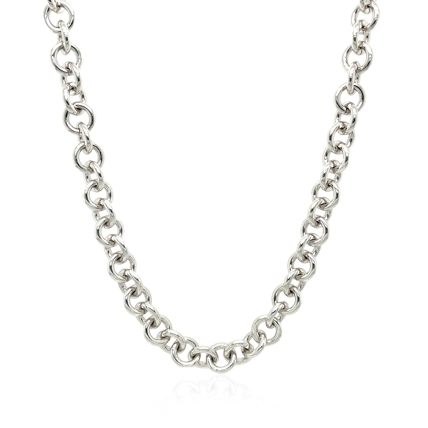 Sterling Silver Rhodium Plated Rolo Chain Necklace with a Heart Toggle Charm-Teresa&#39;s Fashionista LLC