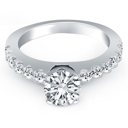 14k White Gold Diamond Micro Prong Cathedral Engagement Ring-Teresa&#39;s Fashionista LLC