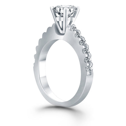 14k White Gold Diamond Micro Prong Cathedral Engagement Ring-Teresa&#39;s Fashionista LLC