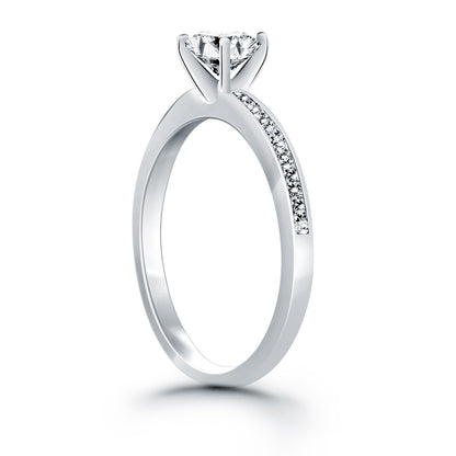 14k White Gold Engagement Ring with Diamond Channel Set Band-Teresa&#39;s Fashionista LLC