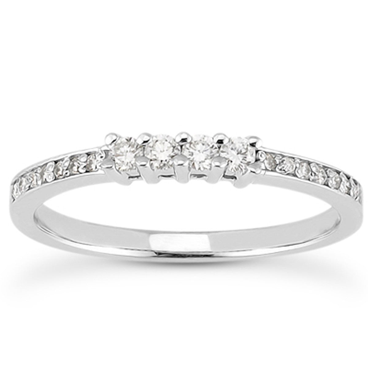 14k White Gold Wedding Band with Pave Set Diamonds and Prong Set Diamonds-Teresa&#39;s Fashionista LLC