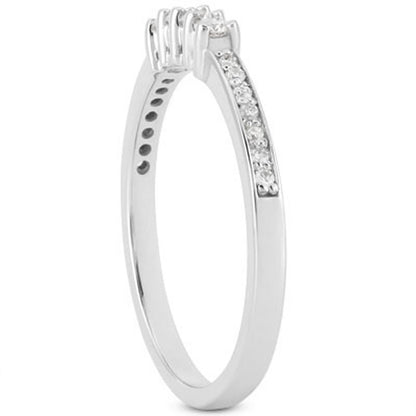 14k White Gold Wedding Band with Pave Set Diamonds and Prong Set Diamonds-Teresa&#39;s Fashionista LLC