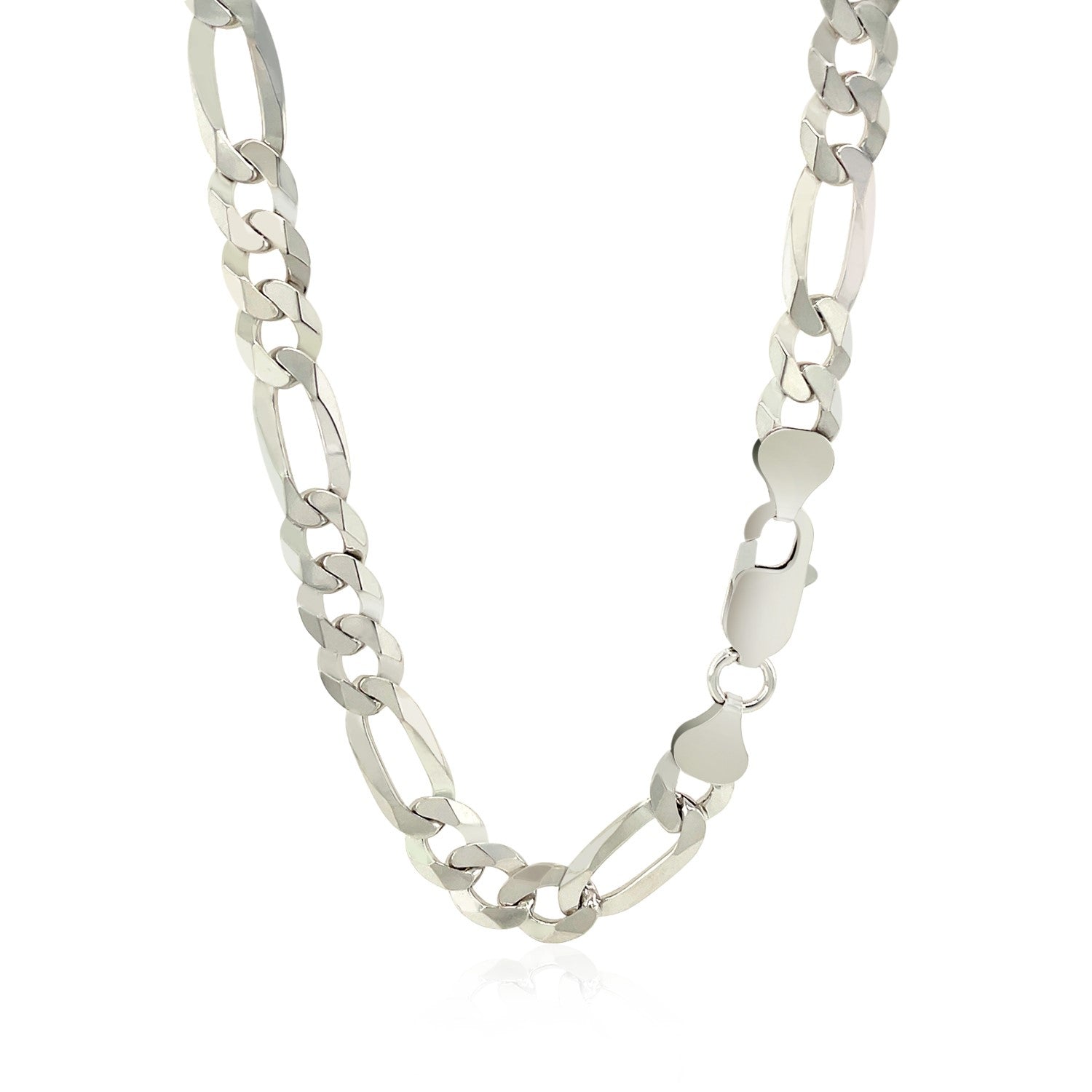 Rhodium Plated 8.1mm Sterling Silver Figaro Style Chain-Teresa&#39;s Fashionista LLC