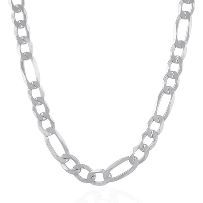 Rhodium Plated 8.8mm Sterling Silver Figaro Style Chain-Teresa&#39;s Fashionista LLC