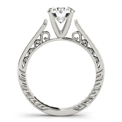 14k White Gold Round Diamond Antique Style Engagement Ring (1 1/8 cttw)-Teresa&#39;s Fashionista LLC