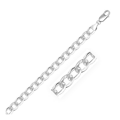 Rhodium Plated 7.2mm Sterling Silver Curb Style Chain-Teresa&#39;s Fashionista LLC