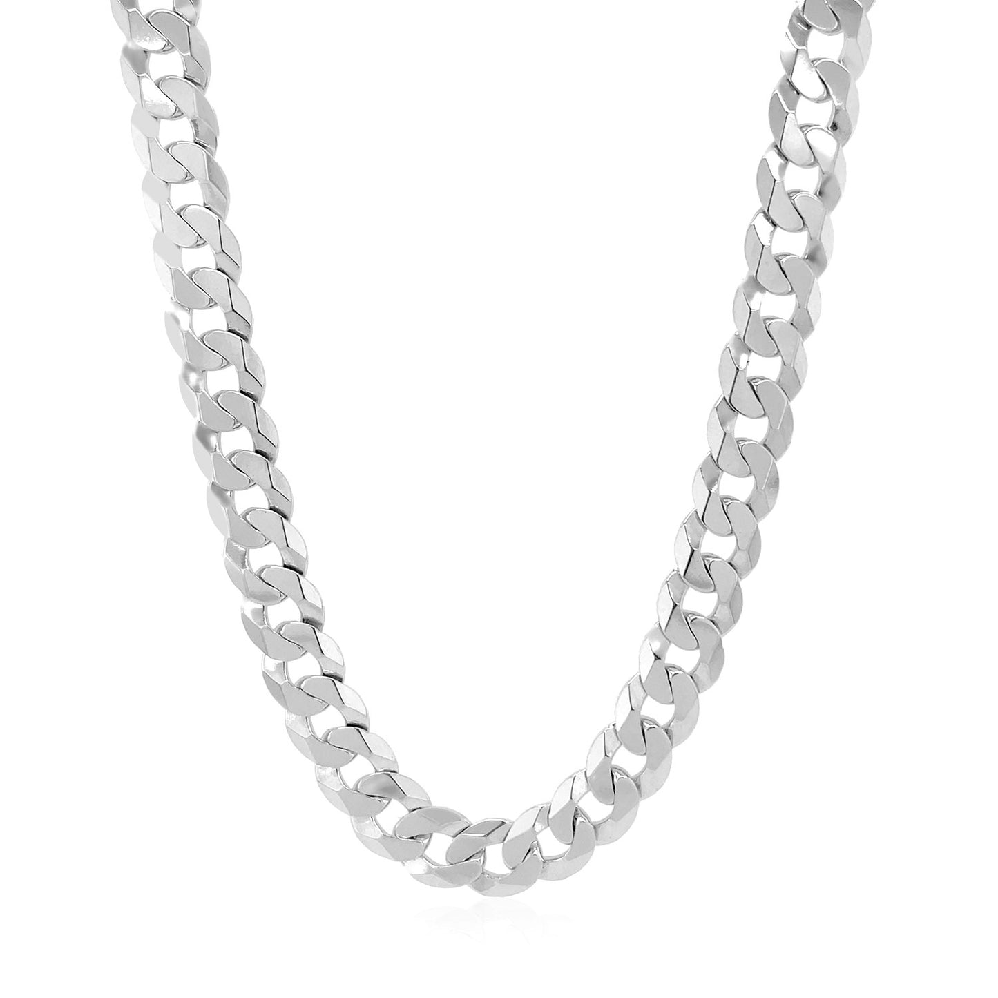 Rhodium Plated 7.2mm Sterling Silver Curb Style Chain-Teresa&#39;s Fashionista LLC